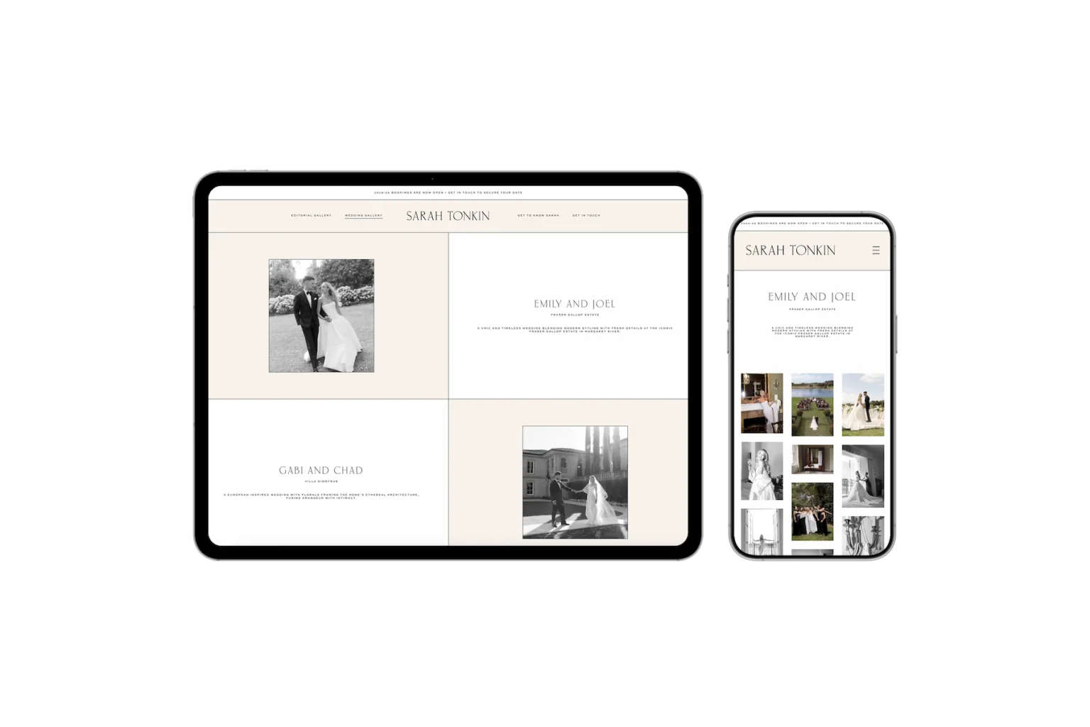 Responsive photographer website mockup