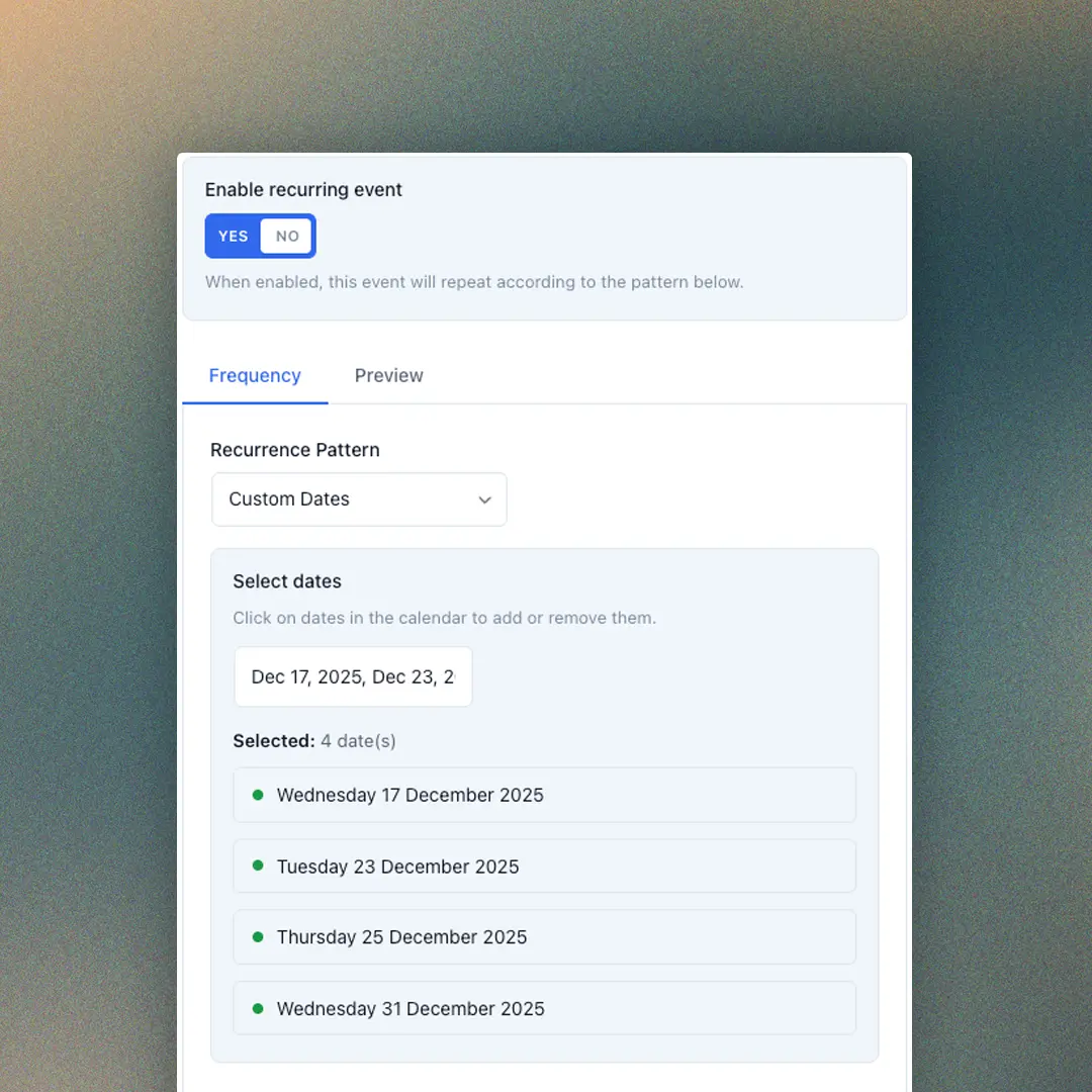 Custom date options ui