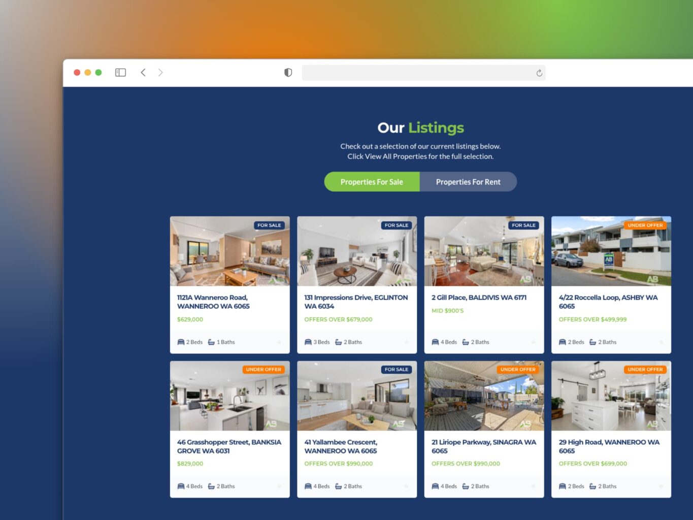 property listings grid